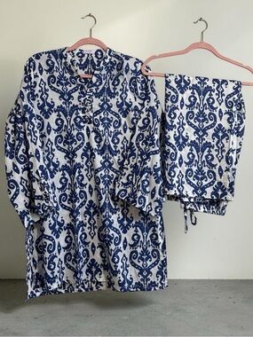 Blue & White Printed Two-Piece Set